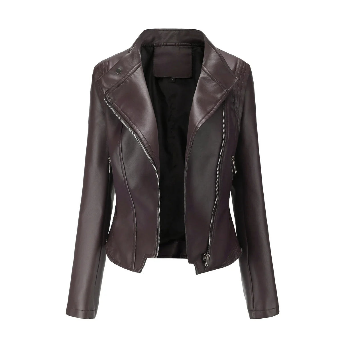 ז׳קט עור סינתטי קצר עם רוכסן